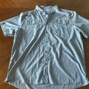 Guy Harvey Shirt Mens XL Short‎ Sleeve Button Up Fishing Shirt Blue Pockets